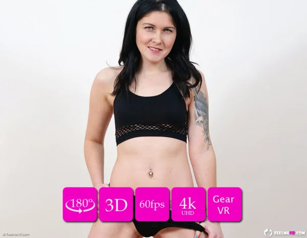 180vr video with sexy MILF Lavra poses naked with open legs
