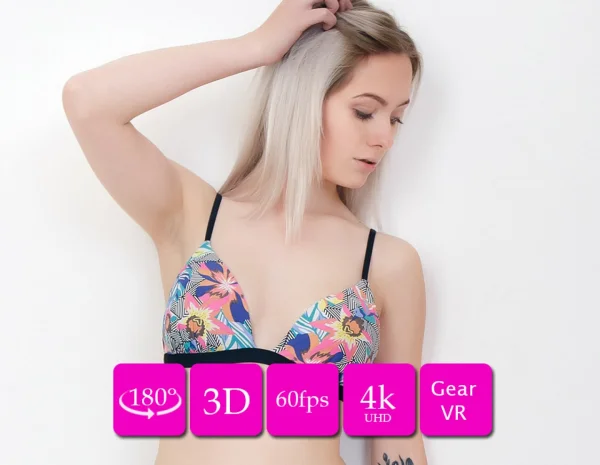 Kate Fresh sexy blonde striptease 180vr