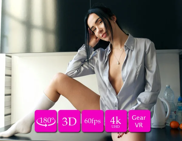 Natasha says good morning darling plays with her naked body 180VR