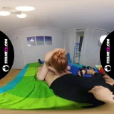 Thumbelina sucks cock and catches sperm with mouth 180VR frame 4
