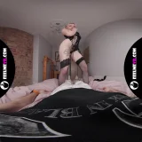 Fishnet Stockings Slide Down Busty Orellia's Legs frame 2